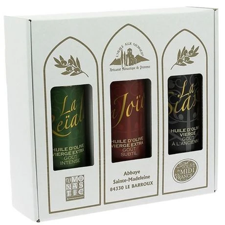 Coffret de 3 huiles d'olive 25 cl, de l'Abbaye du Barroux