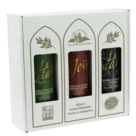 Coffret de 3 huiles d'olive 25 cl, de l'Abbaye du Barroux